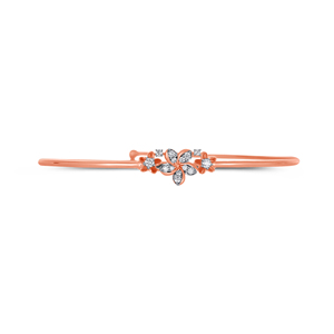 14KT Rose Gold Diamond Floral Open <b>Bangle</b> <b>Bracelet</b> for Women | Elegant Flower Design Adjustable Cuff <b>Bracelet</b> | Fine Jewelry - Product Image 1