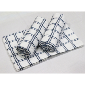 ผ้าเช็ดครัวลายตารางสีขาวน้ำเงิน ทำจากผ้าฝ้ายเทอร์รี่ 100% สำหรับใช้ในครัว - Product Image 4