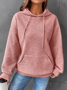 Pull-over décontracté pour femme à manches longues, col chemise, en coton/fibre de bambou côtelé, couleur unie - Product Image 6