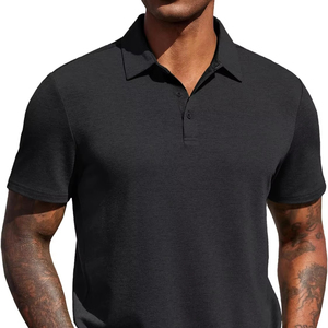 Polo élégant pour homme en tissu tricoté doux, manches courtes, confortable, décontracté, idéal pour les tenues professionnelles et modernes. - Product Image 1
