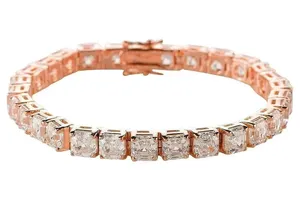 Pulsera de tenis Tishya Diamond con diamantes de moissanita de corte Asscher de 6 quilates chapada en oro rosa de 14 quilates para niños - Product Image 3
