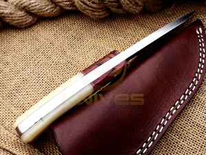 Couteau de chasse artisanal personnalisé, lame en acier à haute teneur en carbone, manche en os, couteau de survie pour le camping avec étui, fabrication sur mesure - Product Image 4