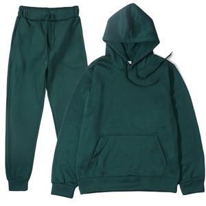 Ensemble deux-pièces de sport pour hommes, survêtement en polaire de couleur unie à capuche, nouvelle collection automne hiver, taille brodée S-3XL - Product Image 2