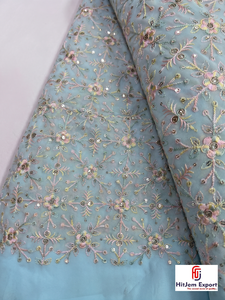 Tissu Jacquard en Dentelle Personnalisé 100% Polyester Poids Moyen OEM/ODM Sur Commande pour la Confection de Robes et l'Artisanat - Product Image 4