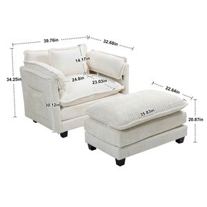 Divano Oversize 55.32*39.76 per Interni, Pouf Portatile in Bouclé, Letto Singolo con Seduta Più Larga, Cuscino Doppio Profondo, Avvolgente e Resistente per Soggiorno - Product Image 2