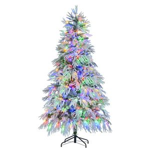 6FT Pre-Lit Spruce Snow-Flocked Christmas Tree Artificial Hinged Xmas Tree with 300 Multi-Color LED Lights and 8 Flashing Modes - Product Image 5