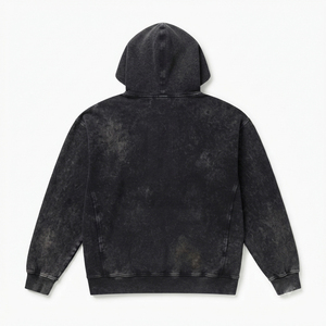 Sweat à capuche sportif ample pour homme, en molleton de coton, délavé à l'acide, à manches longues, épaules tombantes, avec cordon de serrage et poches avant, respirant - Product Image 2