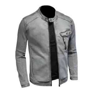 Veste en fourrure Denim personnalisée de haute qualité pour hommes 100% coton déchiré élégant Jean uni délavé foncé Style hiver décontracté - Product Image 5