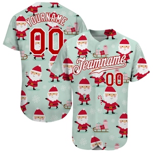 Venta al por Mayor Directa de Fábrica, Jersey de Béisbol 3D Personalizado Verde Rojo-Blanco Navideño - Product Image 1