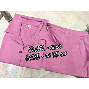 Beautiful Heavy Cotton Slub / Cotton Flex (खादी) Best Quality Fabric Cordset ( Short Length Shirt - 29”) With <b>Wooden</b> <b>Buttons</b> & L - Product Image 4