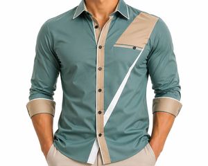 Men's <b>Maroon</b> Solid Stand Collar Full Sleeve Horn Button 100% Cotton Breathable Anti-Wrinkle Spring ODM Smart Casual Dress Shirt - Product Image 3