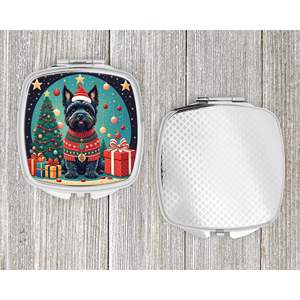 Scottish Terrier Christmas Compact <b>Travel</b> Makeup <b>Mirror</b> Portable Folding Handheld Design Gift for Women and Girls - Product Image 4