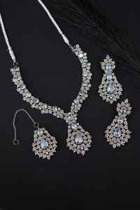 Magnifique collier de mariage, ensemble de bijoux fusion d'inspiration naturelle avec boucles d'oreilles - Product Image 3