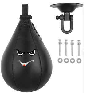 Sac de vitesse en PU noir avec motif visage en colère pour l'entraînement de boxe, sacs de vitesse SpeedPro, FastPack - Product Image 1