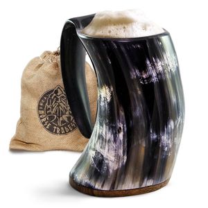 Mug en corne de buffle médiéval fait main, durable, forme naturelle, style original, cadeau d'affaires, emballage et logo personnalisés - Product Image 6