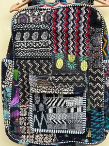Mochila Acolchada a Rayas para Niñas, Hecha a Mano, de Algodón, para la Escuela, Ligera, para Viajes, con Múltiples Bolsillos, Estilo Boho, 20 Pulgadas - Product Image 2