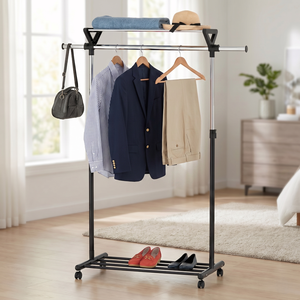Modern Freestanding Steel Coat Rack With Shelf And <b>Hat</b> Rack For Bedroom Storage - Product Image 1