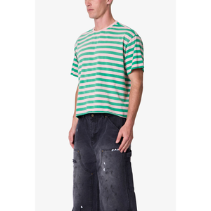 Mens O Neck Short Sleeve <b>T</b> <b>Shirt</b> Horizontal Striped Loose Fit Casual Streetwear Wholesale Custom OEM Cotton Jersey Tee <b>Shirt</b> Top - Product Image 5