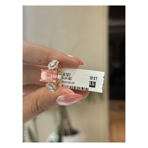 Magnificent Radiant Lab Grown Diamond Statement <b>Ring</b> 4.60 Ct Pink Center Stone <b>Split</b> Shank Cluster Design Luxury CocktailJewelry - Product Image 3