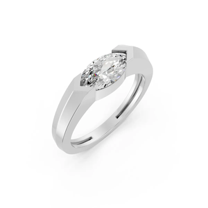 Bague de Fiançailles et de Mariage en Diamant Marquise de Synthèse, Or 14K Plaqué Rhodium, Certifié IGI, Demi-Sertissage Latéral Brillant, Cadeau de Mariage - Product Image 4