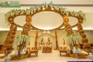 Anmol Mandap floral pour décoration de mariage indien Mandap Anmol somptueux pour mariage Maharani Grand Maharaja Style Golden Damroo Mandap - Product Image 4