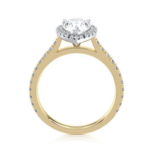Anillo de Compromiso con Halo de Diamantes Cultivados en Laboratorio, Corte Pera, 2.15 CT, Banda Pavé, Certificado IGI, Lujoso, Chapado en Oro de 14kt con Rodio, Regalo de Aniversario - Product Image 5