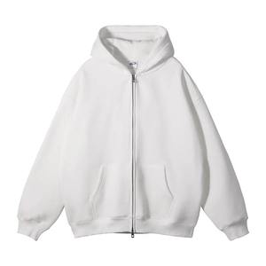 Custom Heavyweight Oversized Full Zip Up Hoodie Unisex Streetwear Fashion <b>Plain</b> Cotton Hooded <b>Sweatshirt</b> Wholesale - Product Image 1