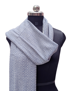 Premium Blue White Zigzag Scarf for Women, 28x80 Inch Handmade <b>Wool</b> Acrylic Stole, Best Quality Soft Fiber Winter <b>Wrap</b> Shawl - Product Image 5
