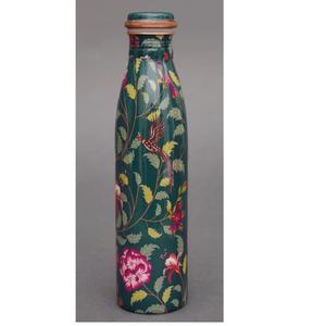 Botella de agua ayurvédica personalizada de cobre puro con acabado esmaltado estilo floral a precio de mayoreo - Product Image 5