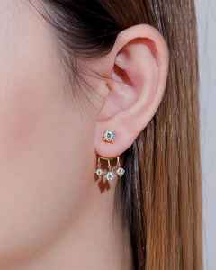 Lab Grown Round Diamond Split Drop <b>Dangle</b> <b>Earrings</b> With 14K Solid Gold <b>Fine</b> Engagement Gift Jewelry For Girlfriends - Product Image 2