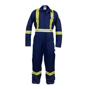Overol FR Hi Vis resistente al fuego 88% algodón/12% nailon alta visibilidad azul marino ropa de seguridad de tamaño pequeño - Product Image 1