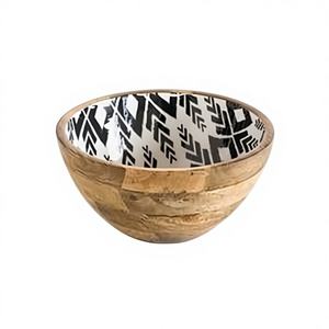 Bol de service en bois vintage de haute qualité, écologique, avec impression personnalisée, multifonctionnel pour la cuisine, les restaurants, les mariages et les fêtes - Product Image 1