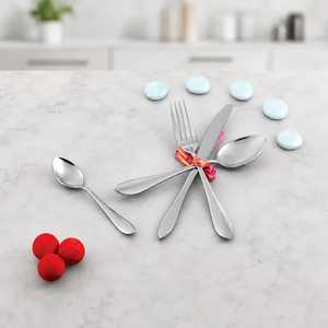 Ensemble de couverts modernes écologiques et durables en acier inoxydable, finition miroir haute brillance, résistant à la rouille, pour mariage, 4 pièces, passe au lave-vaisselle - Product Image 1