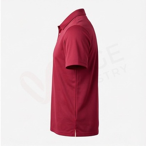 Polo Rojo de Manga Corta para Hombre, Tejido, Sólido, Casual, Corte Regular, Diseño con Botones - Product Image 3