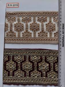 Cinta de encaje cordón bordado con lentejuelas y diseño floral barroco, con hilo metálico de lujo, para alta costura y prendas étnicas de alta costura - Product Image 1