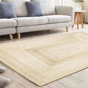 Rectangular Stripe <b>Jute</b> Rug 5x7ft Durable Natural <b>Fiber</b> Area Rugs Set - Product Image 4