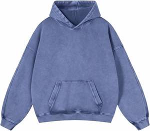 Acid Wash Hoodie Garment Dyed Cotton Fleece <b>Sweatshirt</b> Relaxed Hooded Top <b>Vintage</b> Faded Finish Kangaroo Pocket Casual Men's - Product Image 5