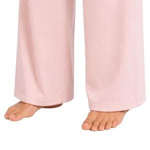 Manufacturer Light Pink And Burgundy Women Long Sleeve <b>Crop</b> <b>Pajama</b> Set Soft Knit Button Front Lounge Wear Wide Leg Sleepwear OEM - Product Image 4