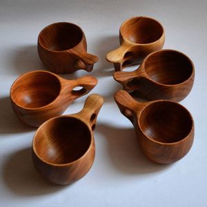 Taza de Té de Madera Hecha a Mano con Acabado Natural, Diseño Minimalista con Asa, Forma Redonda para Té, Café, Uso Doméstico - Product Image 5