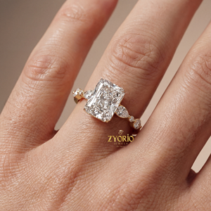 Bague de fiançailles et de mariage en diamant de laboratoire taille Radiant 2,47 carats avec diamants latéraux taille Marquise, en argent 925, bague de luxe pour soirée - Product Image 3