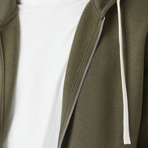 Sudadera con Capucha para Hombre, Color Verde Oliva, Talla Grande, con Cierre, Forro Polar, Color Sólido, Estilo Casual, Corte Regular, para Otoño - Product Image 4