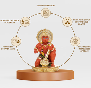 Gold Plated Handmade Wedding Sinduri Hanuman Murti Hindu <b>Religious</b> <b>Statue</b> Home Office & Temple Decor Spiritual Gift - Product Image 6