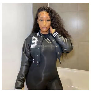 2025 veste universitaire pour femmes de haute qualité en gros en cuir de peau de mouton respirant coton Logo personnalisé patchs brodés perle - Product Image 1