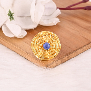 Natural Lapis Lazuli Brass <b>Ring</b> Gold Plated Handmade Fashion Jewelry for Women - Product Image 2