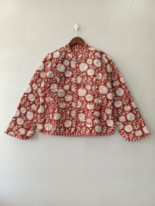 Unique Quilted <b>Reversible</b> <b>Jacket</b>: Indian Floral Cotton Coat - Product Image 1