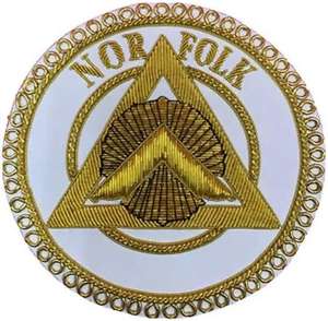 Badge de tablier maçonnique de luxe fait main, brodé au fil de bullion, style London Grand Rank, pour tenue de cérémonie, avec effet 3D en relief - Product Image 4