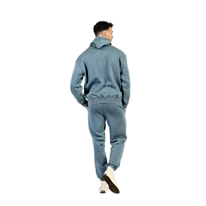 Ensemble de survêtement pour homme White Bird Express bleu gris, sweat à capuche décontracté et pantalon de jogging, deux pièces, 100% coton, écologique, léger - Product Image 2