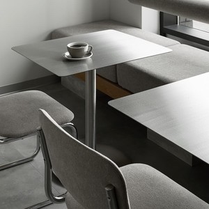 Table à piétement moderne en acier inoxydable 50x50cm carrée, table de salle à manger minimaliste en inox, table d'appoint pour café, bistrot, restaurant - Product Image 5