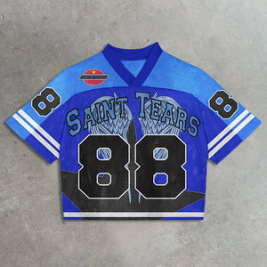 Camiseta Corta de Malla con Logotipo Personalizado, Tejido Jersey 100% Malla, Estilo Varsity Urbano Unisex - Product Image 3