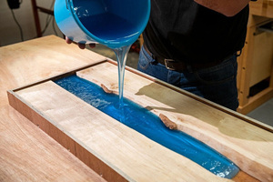 Blue <b>Epoxy</b> Resin Round <b>Coffee</b> <b>Table</b> Natural Wood River <b>Table</b> Handmade Patio Furniture Luxury Outdoor Decor - Product Image 6